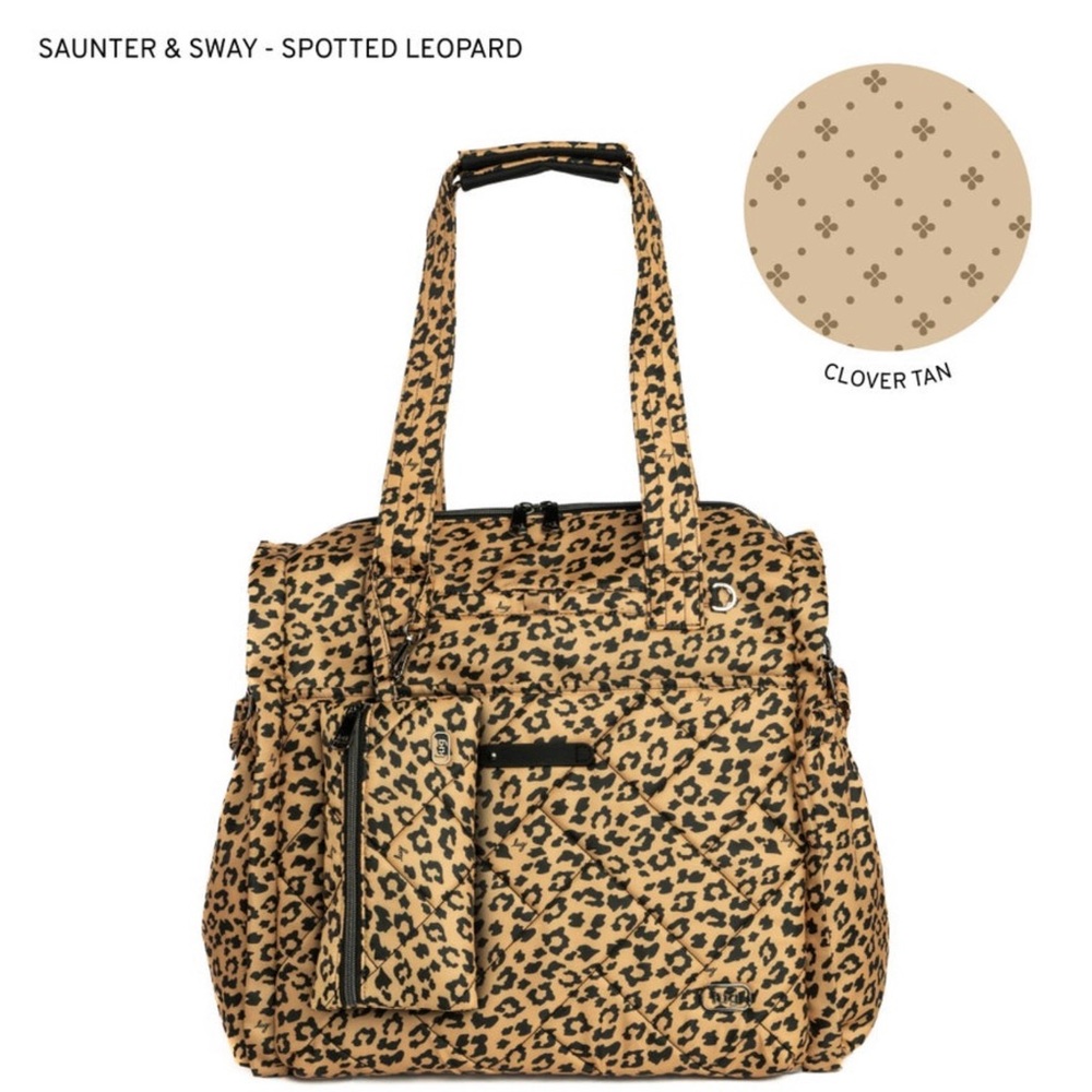 Lug 2PC SAUNTER & SWAY Spotted Leopard Tote & Wristlet, Weekender Overnight